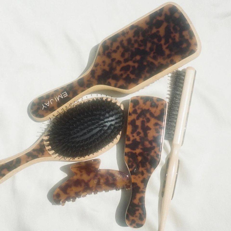 Emi Jay Mini Boar Bristle Brush in Tortoise