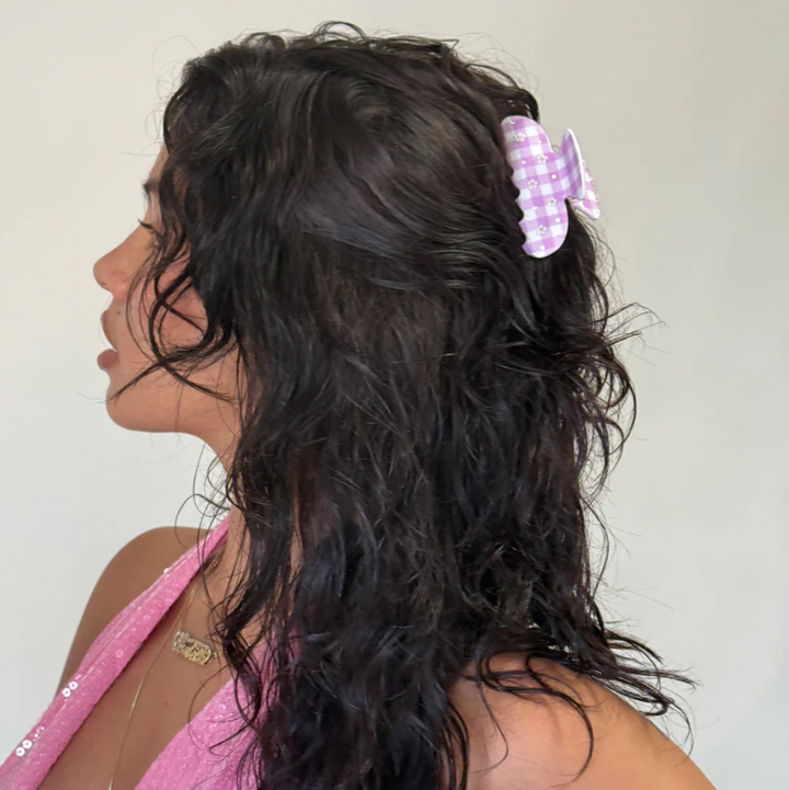 Emi Jay Sweetheart Claw Clip in Daisy Pink Picnic