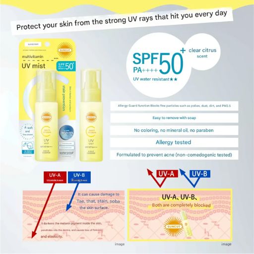 Kose Suncut Multi Vitamin UV Mist SPF 50+ PA++++ for Face and Scalp